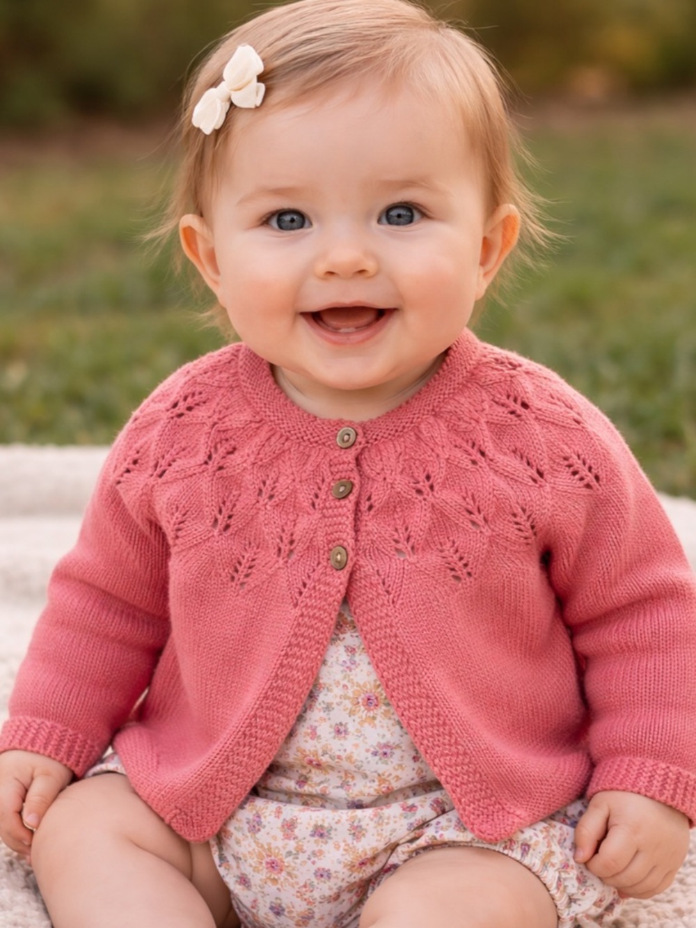 Baby Boden sweater cardigan size 6-12 months eyelet knitwear
